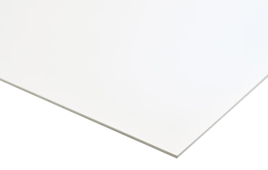 Polystyrenskiva, Vit matt/matt, 1006mm x 1406mm x 0,5mm