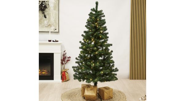 ALEX, konstgjord julgran, PVC, 2 X 1,1 m, m/LED ljus - 