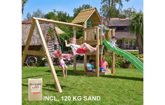 Lektorn Cubby, inkl. Swing modul, 120 kg sand, grön rutschkana - 