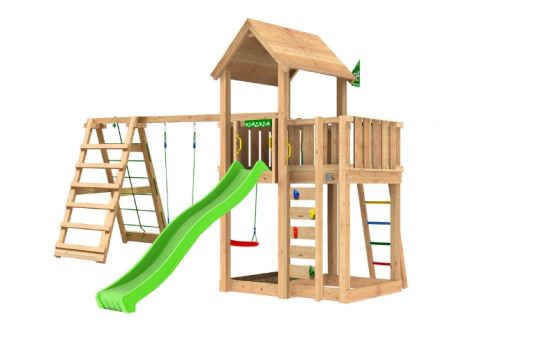 Lektorn Mansion 2.1, inkl. Climb modul, 120 kg sand, grön rutschkana - 