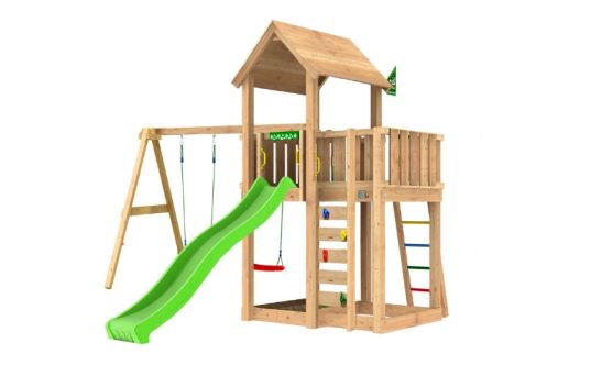 Lektorn Mansion 2.1, inkl. Swing modul, 120 kg sand, grön rutschkana - 