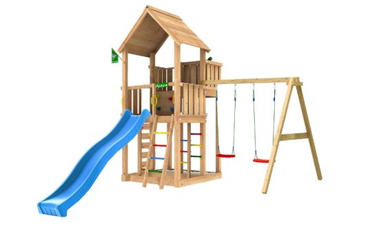 Lektorn Palace 2.1, inkl. 2-Swing modul 220, 120 kg sand, blå rutschkana - 