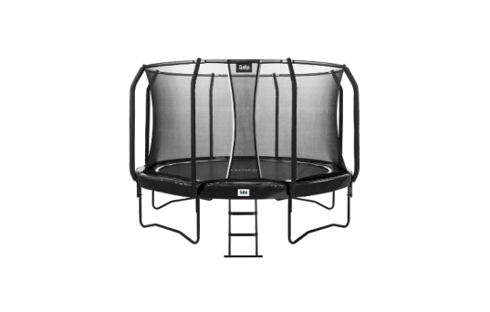 Studsmatta First Class, Ø427 cm, inkl. säkerhetsnät och stege, svart - 