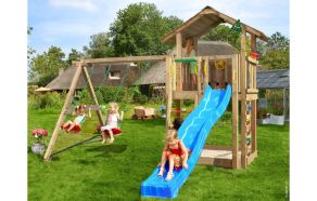 Lektorn Chalet 2.1, inkl. Swing modul, 120 kg sand, bl&aring; rutschkana