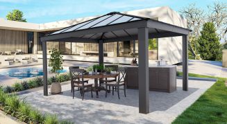 Paviljong, Dallas 4,2 x 4,2 m, antracitgr&aring;