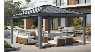 Paviljong, Dallas 4,2 x 4,8 m, antracitgr&aring;