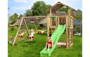 Lektorn Chalet 2.1, inkl. Swing modul, 120 kg sand, gr&ouml;n rutschkana